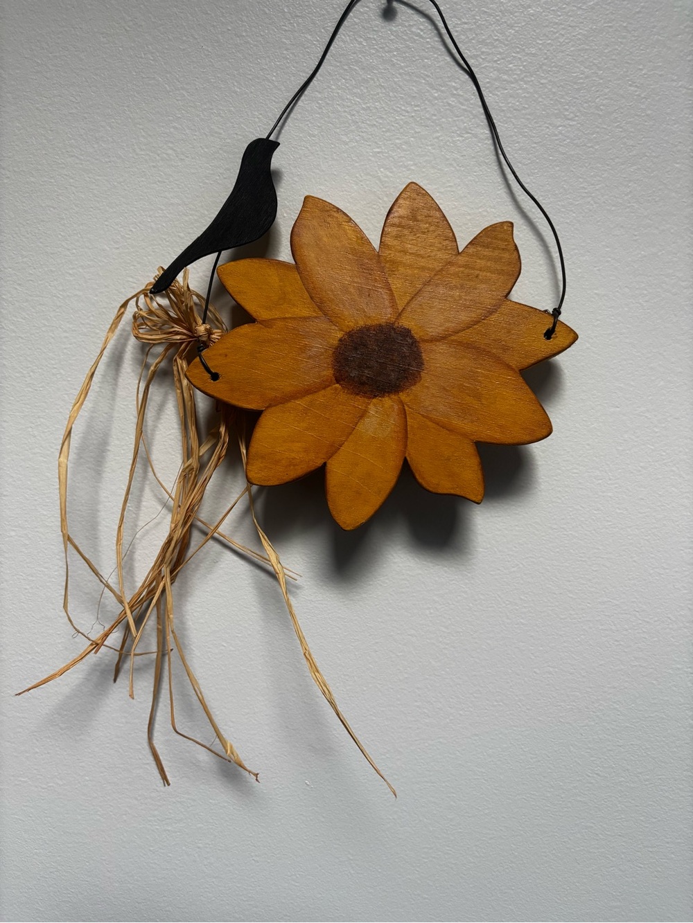 Wooden Sunflower Wall Hanging in Golden Brown